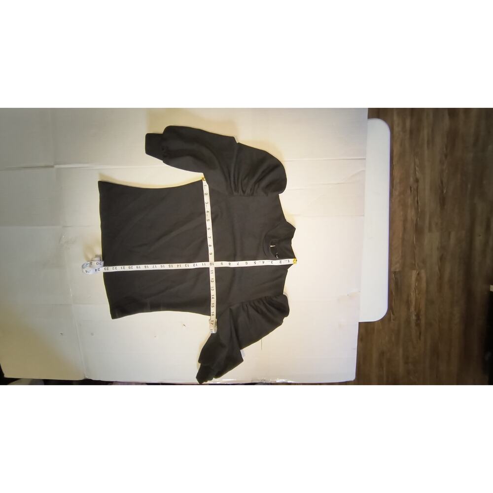 Shein Women’s Black Long Sleeve Puff Shoulder High Neck Top Size M W004 - Picture 4 of 5